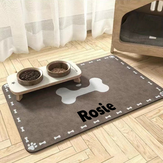 Personalized Super Absorbent Dog Food Mat with Name - Customizable Pet Placemat, Rubber & Diatom Mud Material, Ideal for Dogs, Dog Food Mat | Custom Placemat | Rubber Mud Ma