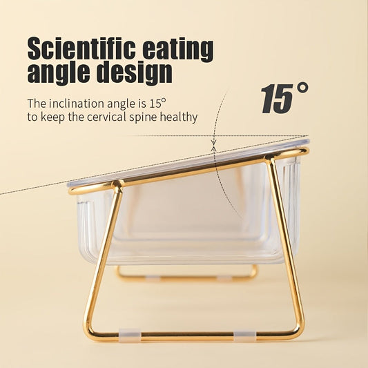 Double Transparent Cat Bowl with Vertical Design - Easy Feeding and Hydration Solution for Cats - Durable Metal and Plastic Construction, Ideal Pet Supplies